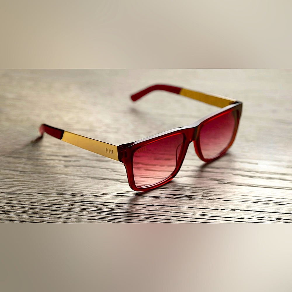 SOLD ON 6/29/23! 9FIVE CAPS LX RUBY & 24K GOLD - RUBY GRADIENT SUNGLASSES